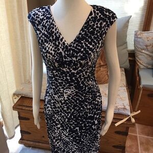 Lauren Ralph Lauren | 8 | Navy Blue & White | Midi Wrap Dress